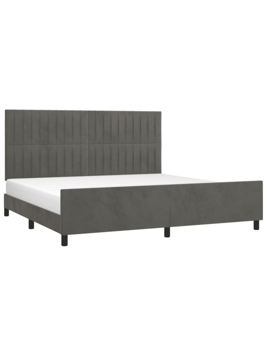 Rám postele bez matrace tmavě šedý 200 x 200 cm samet