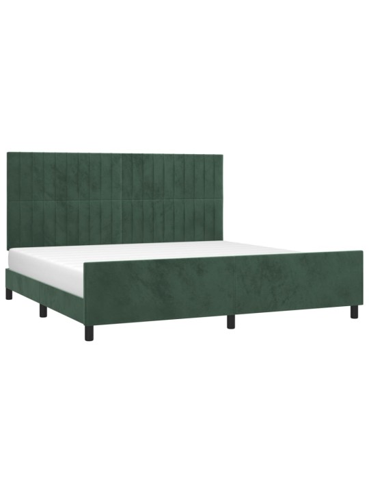 Rám postele bez matrace tmavě zelená 200 x 200 cm samet