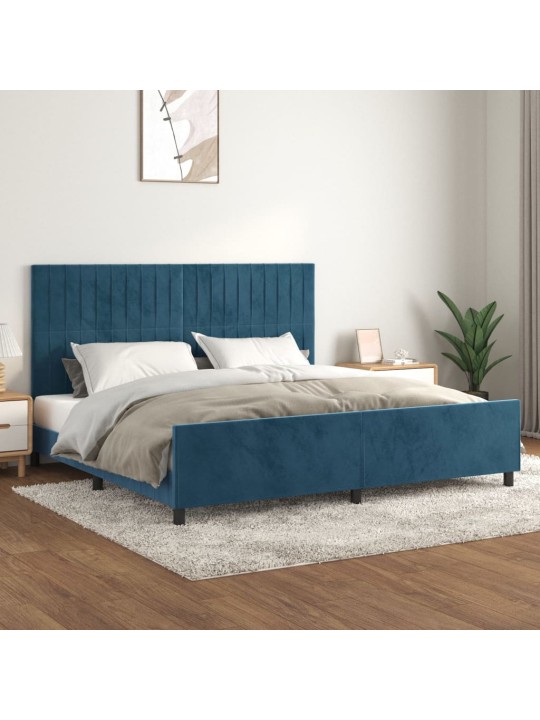 Rám postele bez matrace tmavě modrý 200x200 cm samet