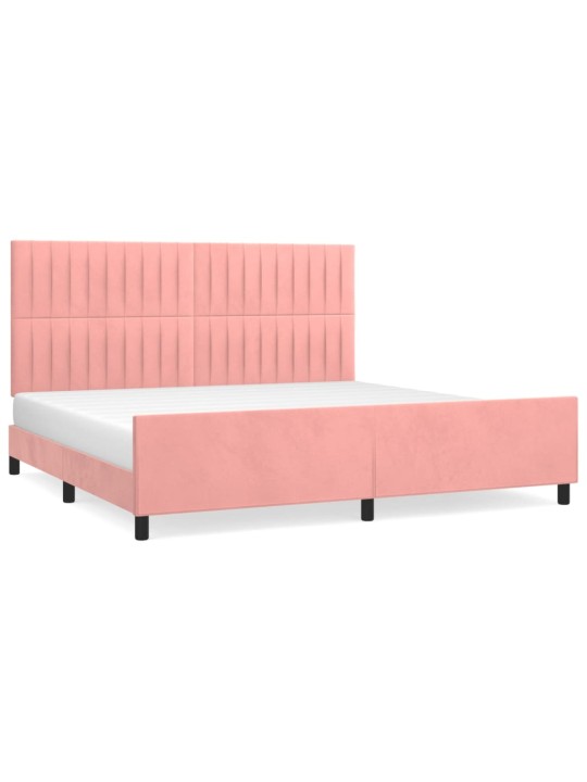 Rám postele s čelem růžový 200x200 cm samet