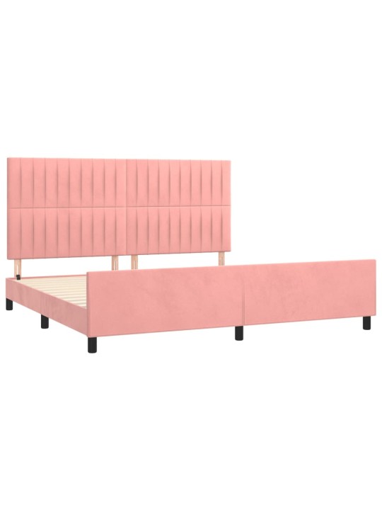 Rám postele s čelem růžový 200x200 cm samet