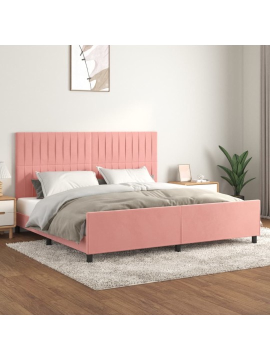 Rám postele s čelem růžový 200x200 cm samet