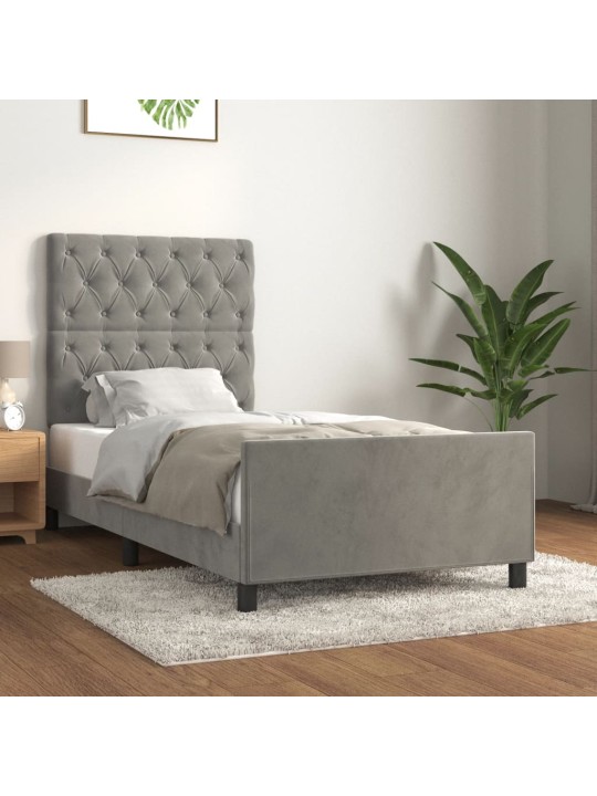 Rám postele bez matrace světle šedá 80 x 200 cm samet