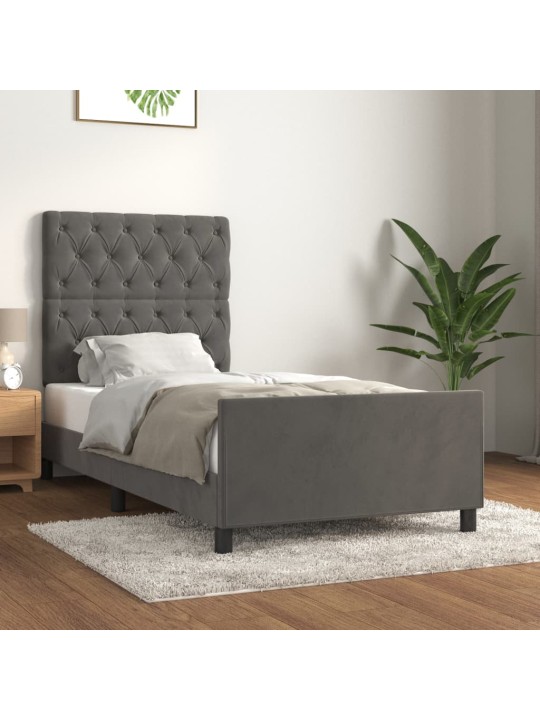 Rám postele bez matrace tmavě šedá 80 x 200 cm samet