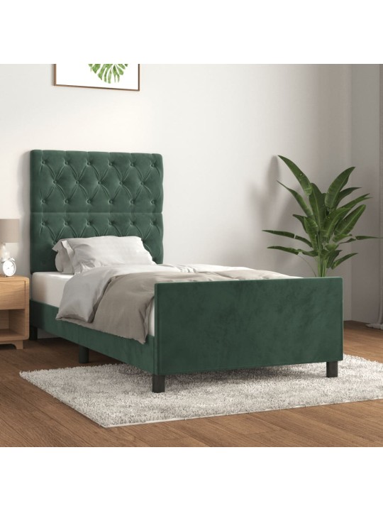 Rám postele bez matrace tmavě zelená 80 x 200 cm samet