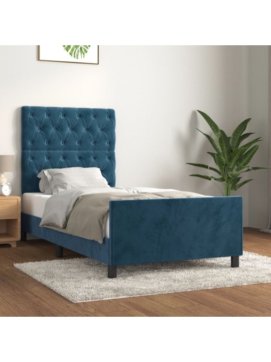 Rám postele bez matrace tmavě modrý 80x200 cm samet