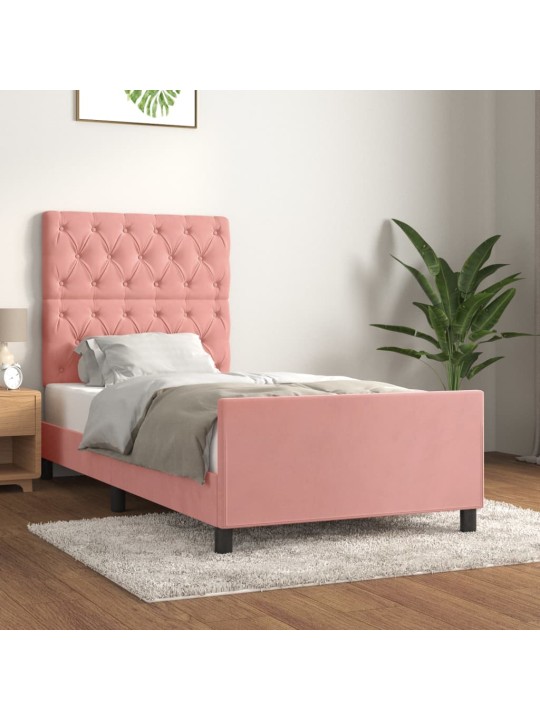 Rám postele s čelem růžový 80x200 cm samet