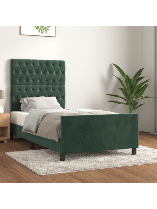 Rám postele bez matrace tmavě zelená 90 x 190 cm samet