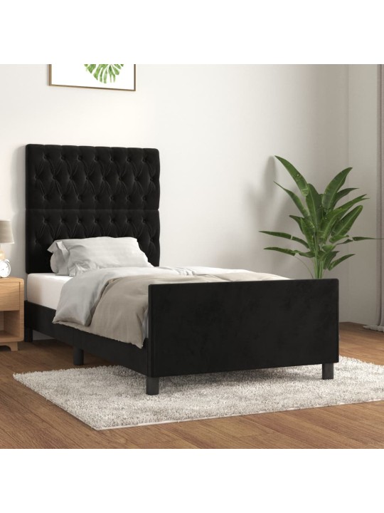 Rám postele s čelem černý 90x200 cm samet