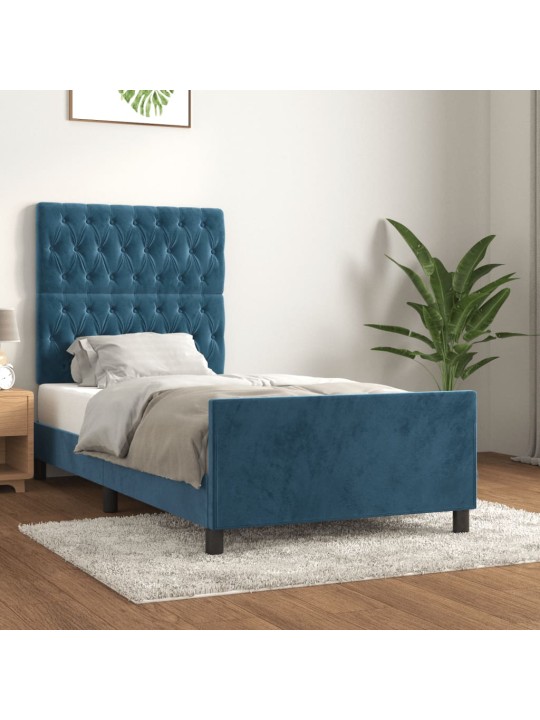 Rám postele bez matrace tmavě modrý 90x200 cm samet