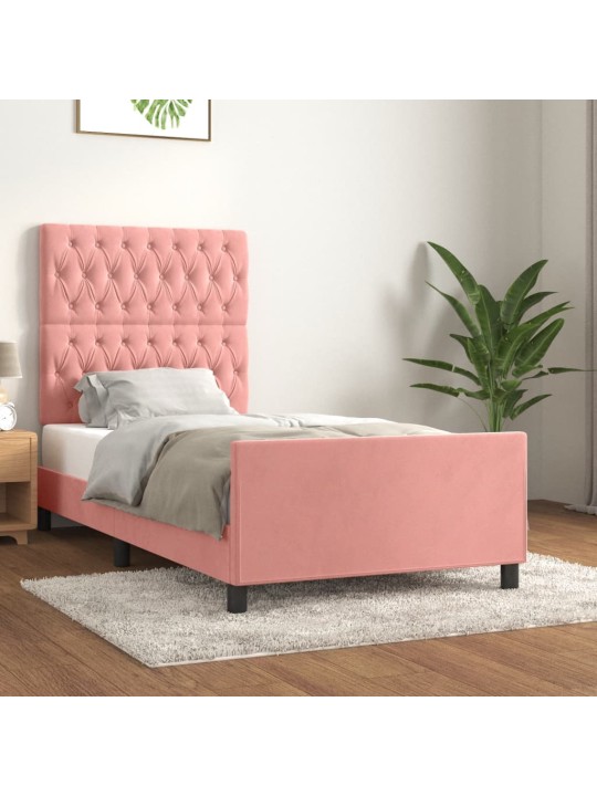 Rám postele s čelem růžový 90x200 cm samet