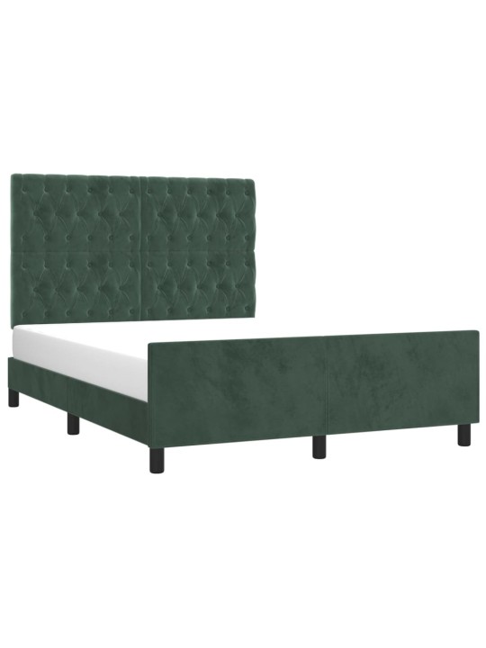 Rám postele bez matrace tmavě zelená 140 x 190 cm samet