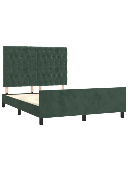 Rám postele bez matrace tmavě zelená 140 x 190 cm samet