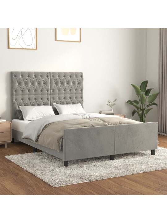 Rám postele bez matrace světle šedý 140 x 200 cm samet