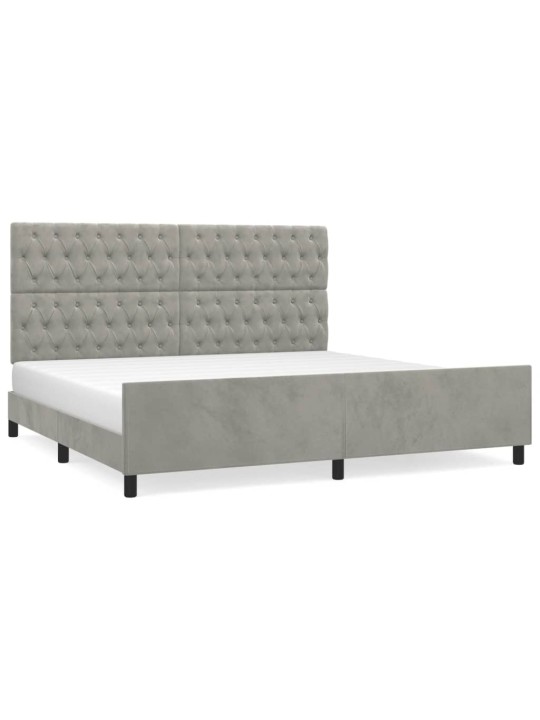 Rám postele bez matrace světle šedý 200 x 200 cm samet