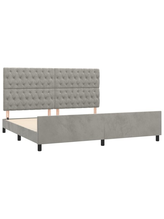 Rám postele bez matrace světle šedý 200 x 200 cm samet