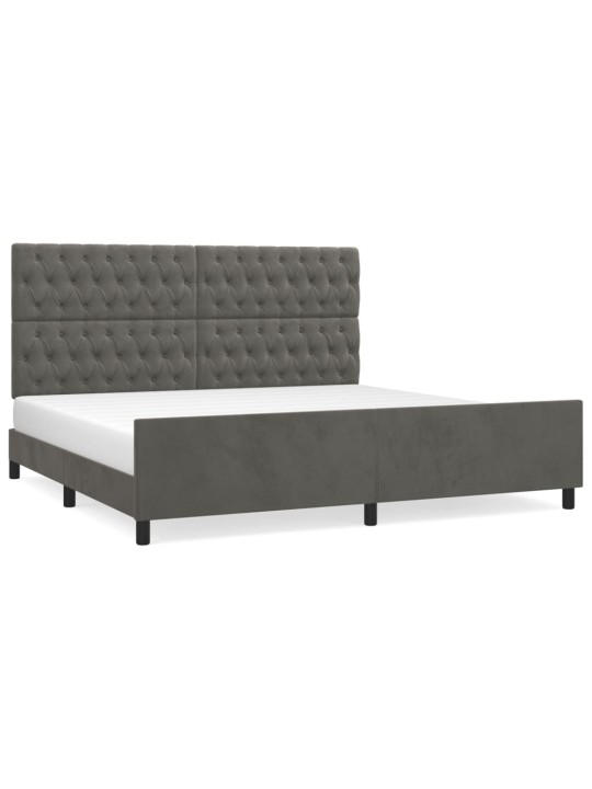 Rám postele bez matrace tmavě šedý 200 x 200 cm samet