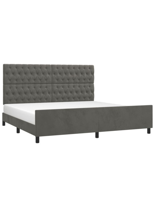 Rám postele bez matrace tmavě šedý 200 x 200 cm samet