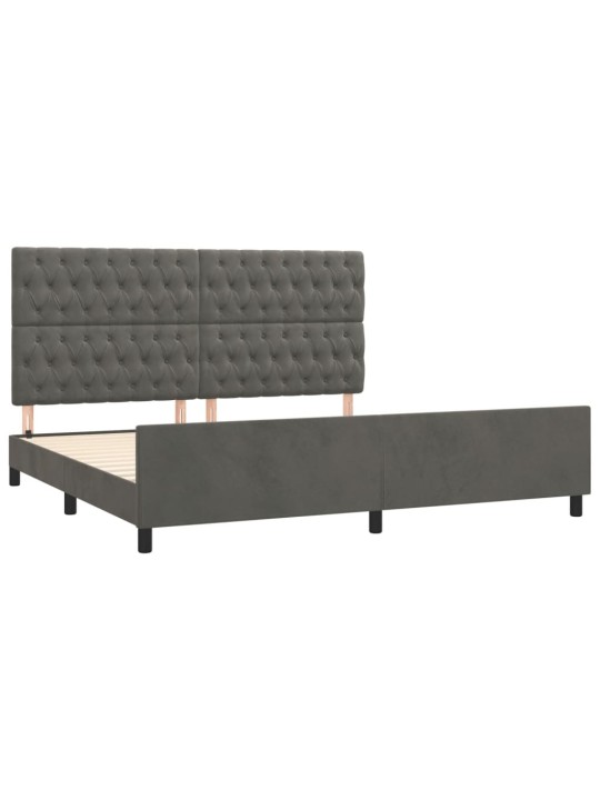 Rám postele bez matrace tmavě šedý 200 x 200 cm samet