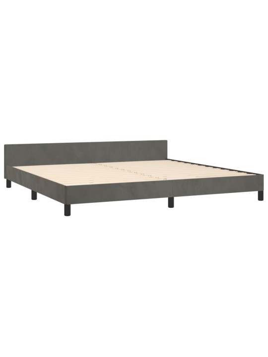 Rám postele bez matrace tmavě šedý 200 x 200 cm samet