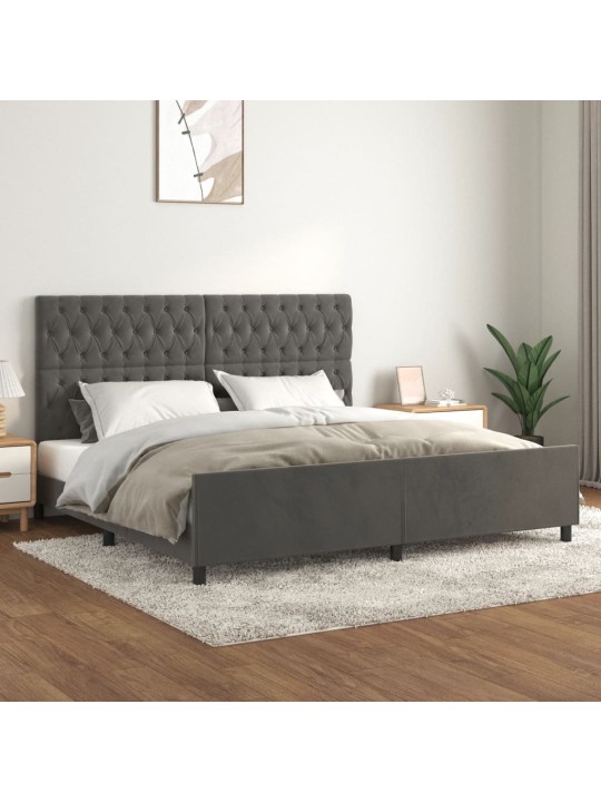 Rám postele bez matrace tmavě šedý 200 x 200 cm samet