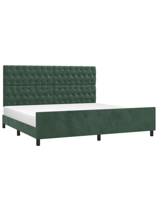 Rám postele bez matrace tmavě zelená 200 x 200 cm samet