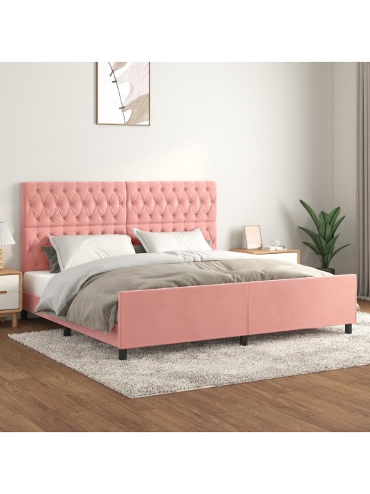 Rám postele s čelem růžový 200x200 cm samet