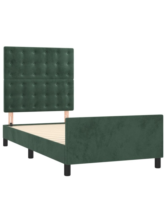 Rám postele bez matrace tmavě zelená 90 x 190 cm samet