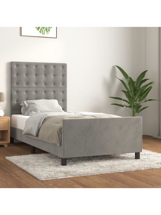 Rám postele bez matrace světle šedý 90 x 200 cm samet