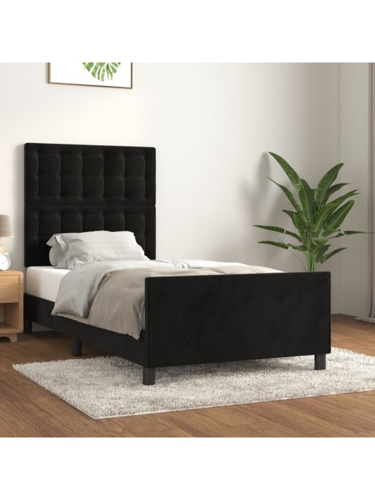 Rám postele s čelem černý 90x200 cm samet
