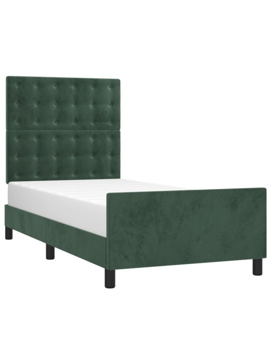 Rám postele bez matrace tmavě zelená 90 x 200 cm samet