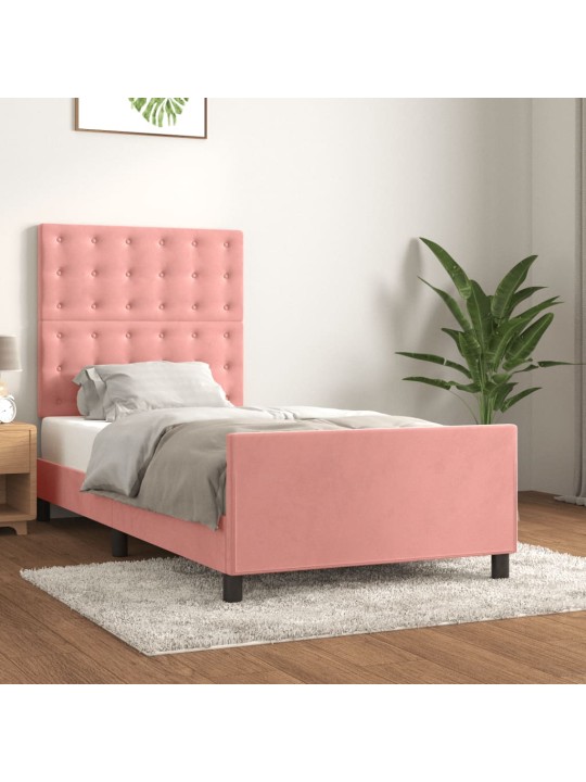Rám postele s čelem růžový 90x200 cm samet