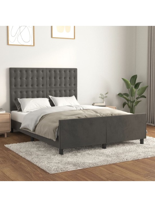 Rám postele bez matrace tmavě šedý 140 x 190 cm samet