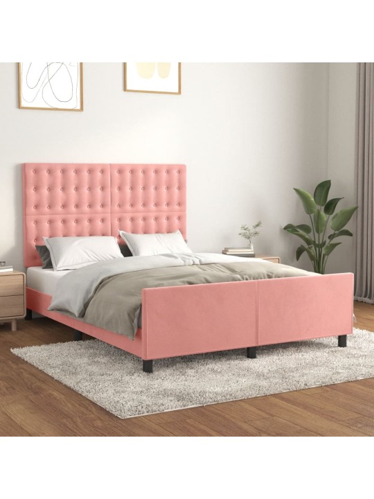 Rám postele s čelem růžový 140x190 cm samet