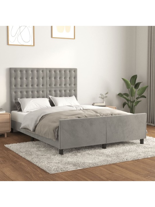 Rám postele bez matrace světle šedý 140 x 200 cm samet