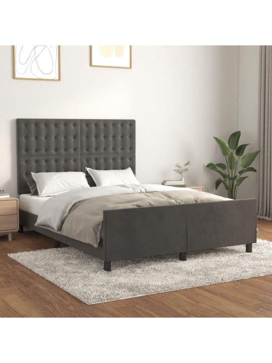 Rám postele bez matrace tmavě šedá 140 x 200 cm samet