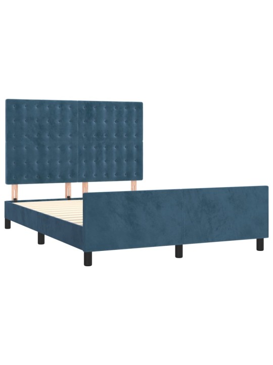 Rám postele bez matrace tmavě modrý 140x200 cm samet