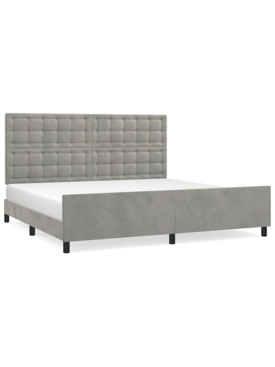 Rám postele bez matrace světle šedý 200 x 200 cm samet