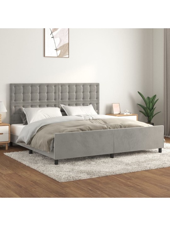 Rám postele bez matrace světle šedý 200 x 200 cm samet