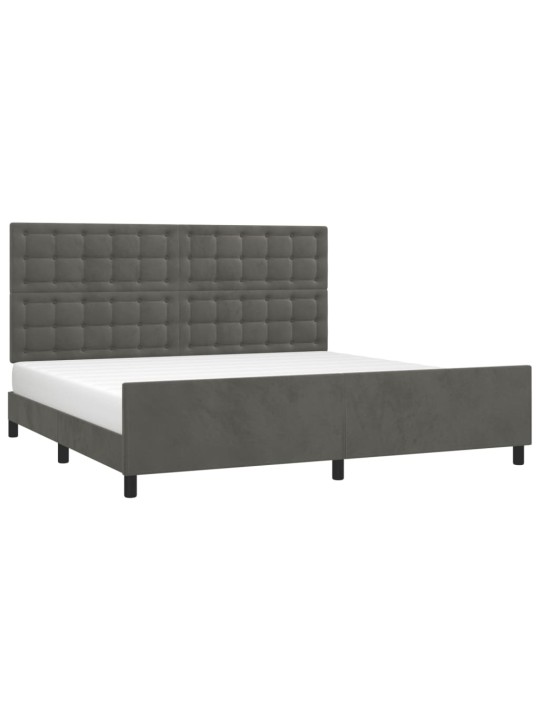 Rám postele bez matrace tmavě šedý 200 x 200 cm samet