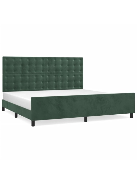 Rám postele bez matrace tmavě zelená 200 x 200 cm samet