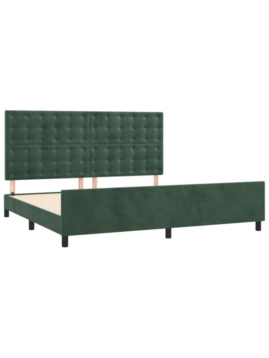 Rám postele bez matrace tmavě zelená 200 x 200 cm samet