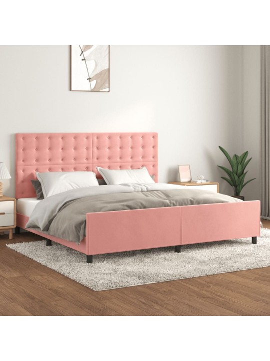 Rám postele s čelem růžový 200x200 cm samet