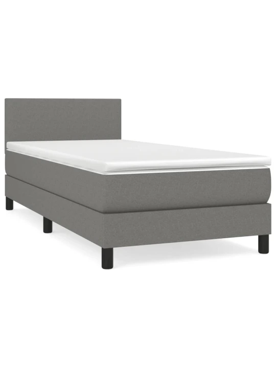 Box spring postel s matrací tmavě šedá 90x190 cm textil
