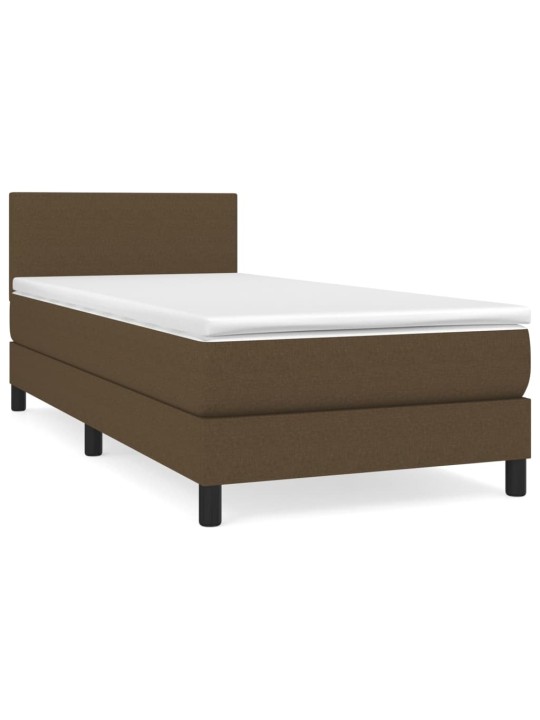 Box spring postel s matrací tmavě hnědá 90x200 cm textil
