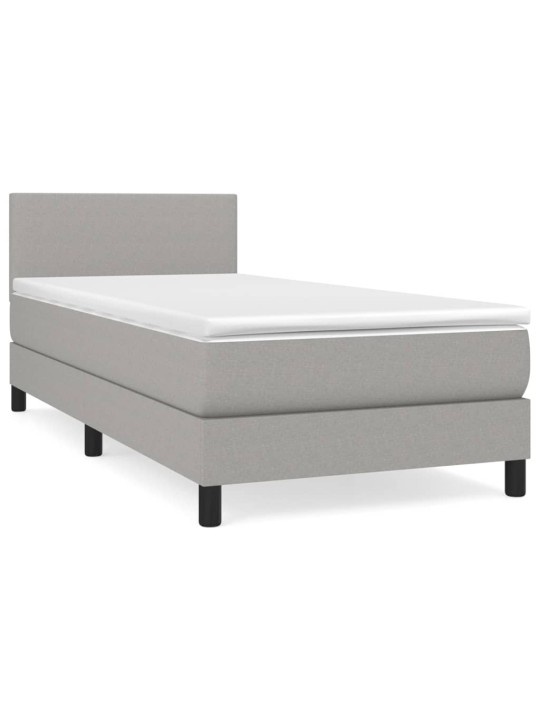 Box spring postel s matrací světle šedý 100 x 200 cm textil