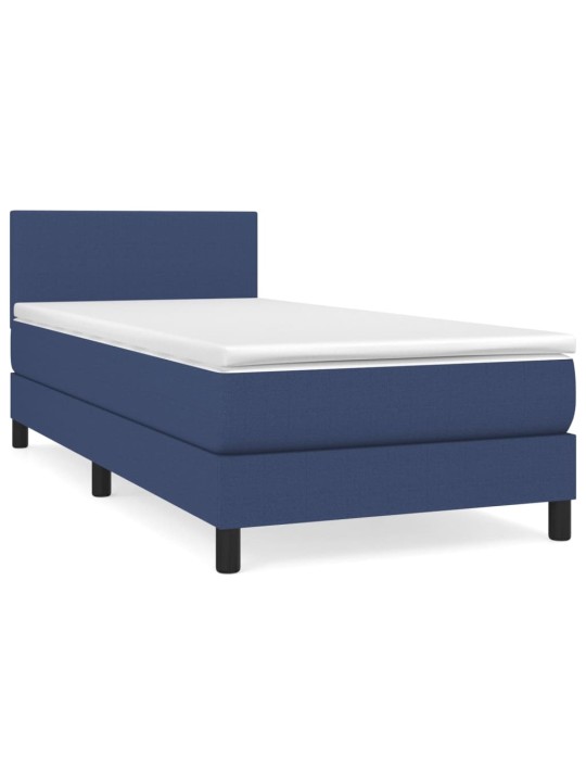 Box spring postel s matrací modrá 100 x 200 cm textil