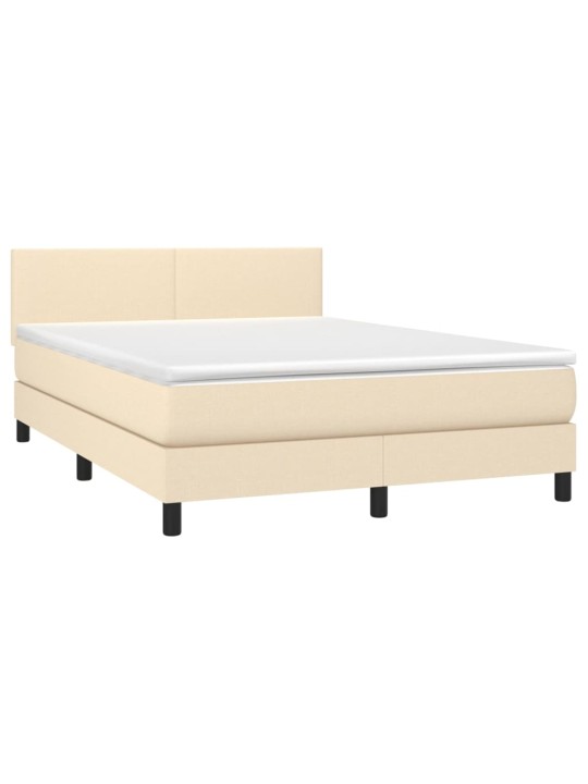 Box spring postel s matrací krémová 140x190 cm textil