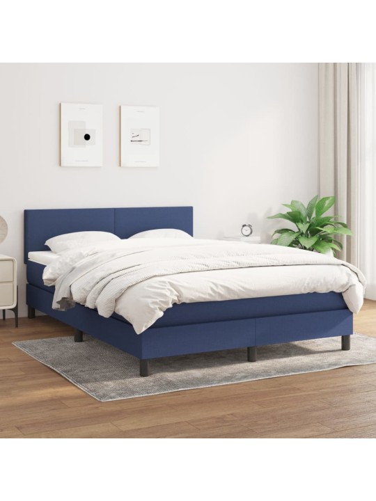 Box spring postel s matrací modrá 140x190 cm textil