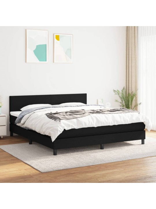 Box spring postel s matrací černá 160x200 cm textil